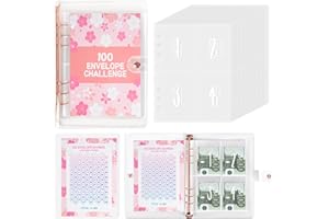 AIYONG 100 Buste per Risparmiare Sfida, Libro di Risparmio con Buste per Contanti, Pianificatore di Bilancio per Risparmiare Denaro, Divertenti Sfide di Bilancio per Soldi Organizer per Coppie, Casa