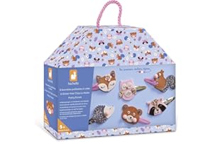 Janod Scatola da 6 Fermagli per Creare-Animali della Foresta-Les Ateliers Bijoux-Kit per Il Tempo Libero Bambini-capacità motoria e Creativa-dai 5 anni-J09180, 5 cm, J09180