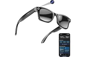 hellibito AI Smart Camera Glasses for Men Women, 4K Photography, 1080P HD Video Recording, Real-Time Translation, Open-Ear Audio (Black Frame-Black Lens)
