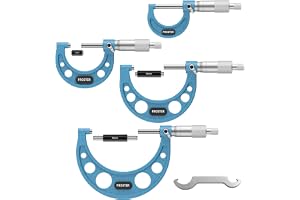 Proster Yttermikrometer 0–100 mm 4 stycken - 0,01 mm noggrannhet med Ratchet Stop, satin krom och laserskala, professionellt