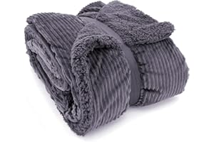 ‎HEIMTEXLAND heimtexland super Dicke Cord Kuscheldecke mit flauschigem Sherpa Fell Wohndecke 200x150 Decke elegant Kuschelweich Geschenkidee Weihnachten Typ767 Anthrazit