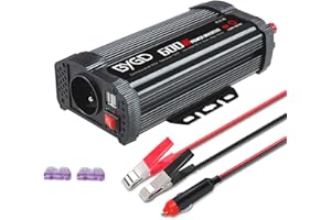 BYGD Convertisseur 12v 220v 600W/1200W convertisseur Allume Cigare Prise Electrique, transformateur 12v 220v avec 1 Prise française et 2 Ports USB
