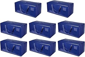 Sacs de Rangement & Déménagement - Lot 8 Cabas Idéale Vêtements, Jouets, Couettes - Grand Format XXL 92L - 73x37x33 cm - Supporte au Maximum 23 kg - LPVS