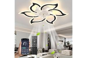 ‎REVNEEY Deckenventilator Mit Beleuchtung,Leise Lampe Mit Ventilator LED 69W Dimmbare Deckenlampe Mit Ventilator Und Fernbedienun 6-Gang,Timer, Reversibel Deckenventilatoren Für Wohnzimmer Schlafzimmer Schwarz