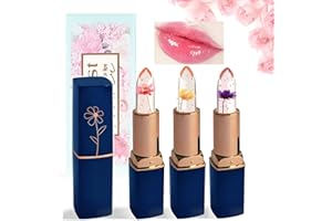 BEKOEEN Set de rouge à lèvres changeant de couleur Flower Jelly, brillant à lèvres Magical Crystal, hydratation longue durée, dissimule les rides et ridules des lèvres