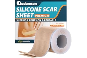 ADAMSON Hojas de Silicona de Primera Calidad Para Cicatrices - Queloides, Cicatrices de Cesárea, Quemaduras y Más - Silicone Scar Tape - Parches Cicatrizantes Profesional y Reutilizable(Rollo de 4cm x 1.5m)
