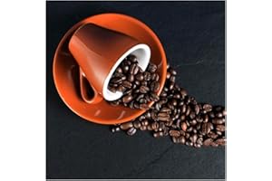 levandeo Tableau en verre 30 x 30 cm Décoration murale en verre pour cuisine Motif grains de café