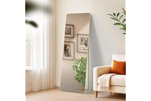 CLP Espejo Grande Gurnee, Espejo de pie y Espejo de Pared en uno, Espejo de Cuerpo Entero Marco metálico en Varios tamaños y Colores, Color:Oro Brillante, Tamaño:150x50 cm