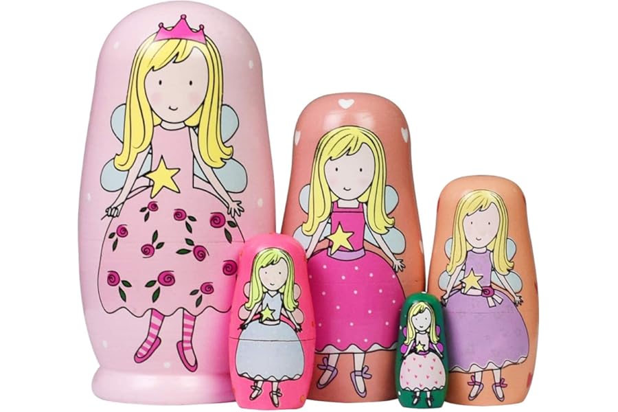 HYCLES Nesting Dolls for Kids for Kids Xmas Gifts Matryoshka for Boys Girls Wooden Toys Angel