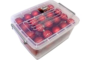 Multistore 2002 70 Stück Weihnachtsbaumkugeln inklusive Aufbewahrungsbox Rot Ø4/5/6cm Christbaumkugeln Baumkugeln Tannenbaumschmuck Weihnachtsdekoration Kunststoffkugeln Tannenbaumkugeln