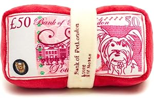 Pet London Doggie Dough Plush Dog Toy - Red Rose Realistic British Bank Note - 7"