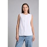 DeFacto%100 Pamuk Regular Fit Bisiklet Yaka Flamlı Kolsuz Kahverengi Bluz E8482AX26HS