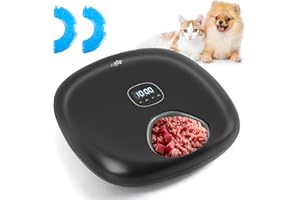 ALL FOR PAWS Automatic Cat Feeder Cordless Automatic Cat Food Dispenser for Wet and Dry Food with 2 Ice Packs Rechargeable Auto Feeder 6 Meal with Programmable Timer Low Battery Indicator,