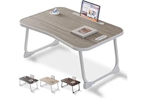 WEIQILE Laptop Bett Tisch, Beinen, tragbarer Frühstückstisch zum Essen, Lesen, Schreiben auf dem Bett, Sofa, zu Hause und im Büro (Grey)