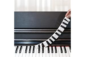 EZSDY Removable Piano Keyboard Note Labels, Reusable Silicone Piano Keyboard Stickers 88 Full-Size, Piano Key Stickers for Beginners Kids (Black and White Labels)