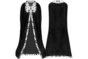 Proumhang Capa de Rey Capa Real Disfraz de Rey Hombre Adulto Disfraz de Halloween Carnaval Navideño Negro