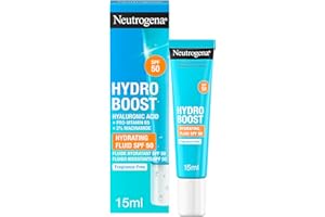 Neutrogena Hydro Boost Fluido Idratante SPF 50, Crema solare viso 50 con Acido Ialuronico, Niacinamide e Pro-Vitamina B5, Crema viso SPF 50 in fluido, Protezione solare in mini size da 15 ml