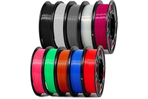 EONO Lot de filaments PLA+ 1,75 mm, 10 x 250 g – Filament haute résistance pour imprimante 3D, noir, blanc, gris, bleu, vert, rouge, rose, orange, violet, transparent, compatible avec toutes les