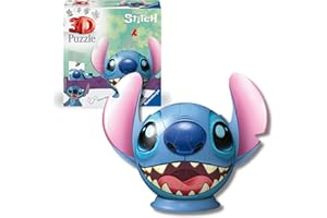 Ravensburger - Puzzle 3d Disney: Stitch Con Le Orecchie | Puzzle 3d Bambini 6 Anni O Più | Regalo Stitch Bambina E Bambino 77 Pezzi | Giochi Bambini 6 Anni Con Le Orecchie