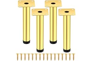 AIMIXUN Legs for Furniture Set of 4, Modern Metal Cabinet Legs, 6 inches/15 cm Adjustable Furniture Feet, Dresser Legs Set of 4 for Cabinet Kitchen Shelves Sofa Table Chair Desk Cupboard (Gold)