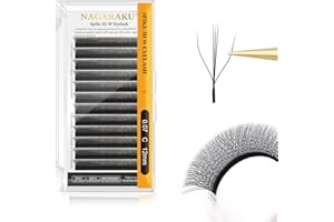 NAGARAKU Dwurdzeniowe Przedłużanie Rzęs 3D W Klastrowe Długie łodygi Matowe 12 Rzędów Wentylatory Objętościowe Przedłużanie Rzęs Przedłużanie Czarna Koniczyna Sztuczne RzęSy(0,07mm D Curl 12mm)