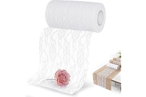 Tischläufer Spitzenband Weiß 15*1000cm-BIIGDAN Exquisit Spitze Tischdeko Waschbar & Schneidbar ,für Zeremonie Festival Ereignis Tabellen-Hochzeits Dekorationen(Hochwertigem Polyestergarn)