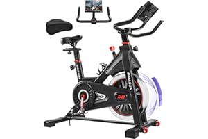 DMASUN Exercise Bike for Home Gym Use, Super Quiet Magnetic Indoor Cycling Bike with LCD Momitor & Tablet Holder - Stationary Bike with Comfortable Seat Cushion, 350LBs Capacity(Pro Model)