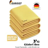 Mikrofiber G&uuml;deri Bez, B&uuml;y&uuml;k Boy 50x70cm, Oto Kurulama Bezi, Araba Cam Kaporta Temizlik Bezi 3 Adet