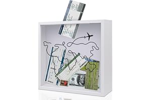 ZEEYUAN Adventure Archive Box Scatola d'avventura per biglietti, cornice 3D da riempire, vetrina con tappi a corona e conchiglie, biglietti aerei, foto regalo memorabilia