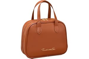 Larlary Kosmetyczka podróżna dla kobiet, kosmetyczka o dużej pojemności, wielofunkcyjna kosmetyczka z uchwytem, ​​kosmetyczka dla kobiet, brązowy, 25 x 19 x 9 cm