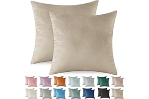 Ystyle Federe Cuscini Divano 40x40 2 Pezzi, Copricuscino Divano in Velluto, Copricuscino Divano Natalizie, Lavabili Resistenti Antiacaro Traspirante, con Cerniera Nascosta, Cammello