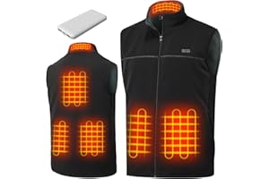 LABEWVI Gilet chauffant, veste chauffante homme femme, 12000mAh 5V USB micro polaire blouson chauffant avec batterie incluse, manteau Électrique avec 3 Niveau de chauffant | 6 zones chauffante, Hiver Vêtement