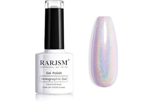 RARJSM Holographic Nail Polish Gorgeous Glossy Holographic Soak off 1PCS 7.5ML Light Purple Nail Polish Led Lamp Required for Nail Art Design RAR68