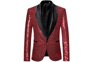 HOMEBABY UOMO Homebaby Blazer Uomo Giacca Elegante Blazer di Paillettes Slim Fit Costume di Prestazioni Tutu Abito Fiesta Colletto Cappotto Formale Casual Lavoro Completo Classic Festa Smoking Cardigan