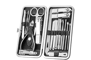 Queta Nail Clipper Set, 19 pieces Stainless Steel manicure set Professional Manicure and Pedicure Kit, Nail Scissors Portable Travel Facial and Nails Care Set