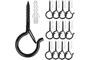WIXITOOL 12 PCS Q-Hanger Hooks, Screw Hooks for Outdoor String Lights, Safety Buckle Design Cup Eye Hook for Hanging Christmas Lights, Plants, Wind Chimes, Mounted on Wall Ceiling, Windproof Easy Release