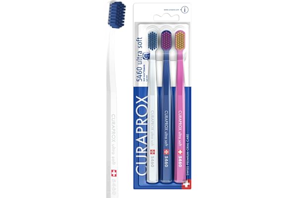 Curaprox CS 5460 Cepillo De Dientes Ultrasuave – Cuidado Dental Y De Encías Para Adultos | Cerdas Curen® Supersuaves Para Una Limpieza Delicada | Blanco | Azul Oscuro | Rosa | Paquete Individual