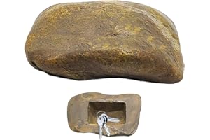 COACOM Caja de Llaves de Imitación de Piedra para Exteriores - Almacenamiento de Repuesto y Seguridad (Marrón)