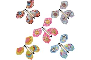 ALEDERWAYS Clockwork Butterfly Card Toy, 5 Pcs Flapping Fairy Butterfly Magic Card for Birthday, Anniversary, Wedding, Christmas Surprise, 50 cm (B-21)