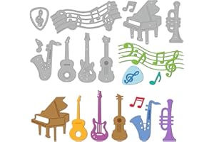 GLOBLELAND Musical Instrument Piano Guitar Cutting Dies for Music Lover Western Instruments Embossing Stencils Template for Decorative Embossing Paper Card DIY Scrapbooking Album Craft Decor