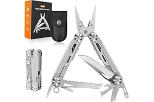 Rolgno Alicates Multiusos, Multiherramienta Plegables Inoxidable 14 en 1, Navaja Multiusos con Cortador de Alambre, Cuchillo, Sierra, Destornilladores, Abrebotellas, EDC para Camping, Regalo Hombre