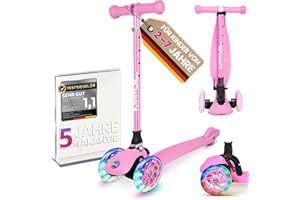 ‎KINNAZ kinnaz ONE, Premium Roller Kinder 3 Jahre, faltbar, 5 Höhen, LED Räder, Ersatzteilservice, verbesserte Griffe und Bremse, UVM Kinderroller ab 2 3 4 5 Jahre, Scooter von Deutscher Händler