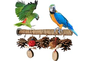 DIIWMME Soporte para pájaros para jaulas de pájaros, jaula de pájaros, juguetes de madera natural, accesorios para loros para cacatúas, pájaros pequeños