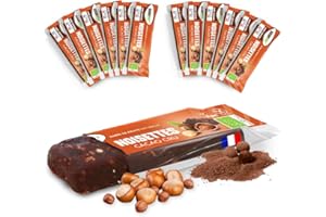 Gourmiz' - 12 x 35gr, barritas energeticas, avellanas, cacao crudo, dátiles, barritas proteinas sin azucar añadido, sin gluten, vegano, snacks, fruta, frutos secos, protein bar, proteina vegana