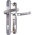 UPVC Door Handles - Silver - Lever/Lever - 92mm PZ (Centres) - 210mm Screw to Screw - Backplate 242mm X 34mm - UPVC Door Handle - External Door Handle - Silver Replacement UPVC Door Handles