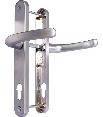 TSS Black UPVC Door Handle Pair Set, 92mm PZ (Centres), Sprung, Lever Lever, 240mm Screw To