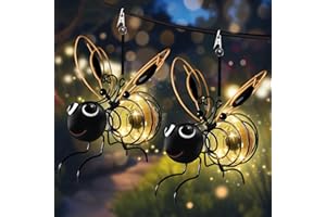 AKOFIC 2 Piezas Luces Solares Colgantes en Forma de Abeja, Adornos de Jardín para Exteriores, Luces Solares Impermeables con Clip y Resortes, Farol LED Solar para Decoración de Patio, Balcón, Terraza