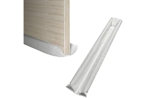 MOXVIO Draft Excluder for Doors, Double Under Door Draught Excluder, 2 Sided Cushion Door Draft Stopper, 70 to 90 cm Cut-to-Size Adjustable Width, Waterproof Snowproof 600D Oxford Fabric (White)