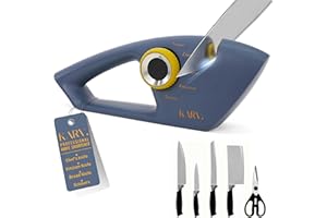 KARV Knife Sharpener Midnight Blue - 5-Stage Professional Kitchen Knife Sharpeners for All Knives - Non-Slip Base & Ergonomic Handle, Sharpen Straight Edge & Serrated Blades Chef Knife Sharpener