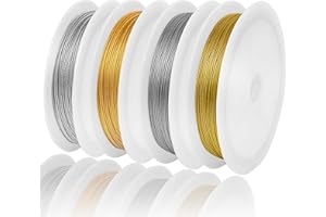 Sheryl&Rain 4 Pezzi 90m/98yard Filo di Rame,0.45mm 0.8mm Filo per Gioielli,Filo Metallico per Bigiotteria Filo Metallico Artigianale per Artigianato Creazione di Gioielli Fai da Te
